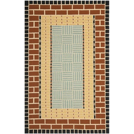 Safavieh 8 x 10 ft. Large Rectangle- Indoor - Outdoor Four Seasons Brown And Blue Hand Hooked Rug FRS476A-8